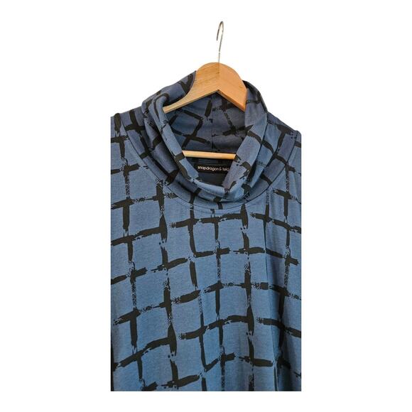 Snapdragon & Twig Dress Size Sm Blue Grid Pattern Asymmetrical Lagenlook Cowl... - Picture 3 of 11